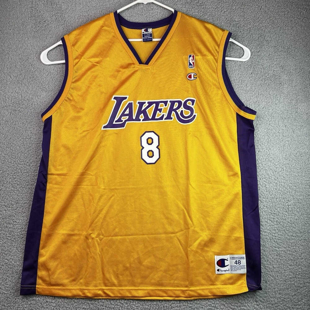 Kobe Bryant #8 Los Angeles Lakers Mens Champion NBA Jersey Yellow Purple XL 48